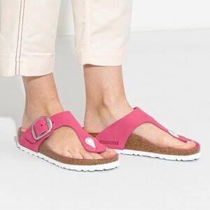 Birkenstock Gizeh Big Buckle Fuchsia Tulip Nubuck women’s size 9